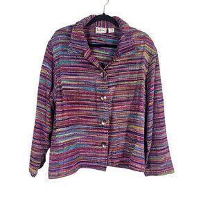 Tantrum Western Jacket L Pink Striped Retro Cowgirl Preppy Boho 80s Retro Cozy